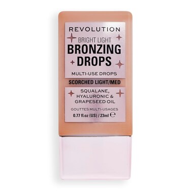 Revolution Beauty, Bright Light Bronzing Drops, Bronze &amp; Glow Face &amp; Body Drops Infused with Hyaluronic Acid, Bronze Scorched, 0.77 Fl. Oz.