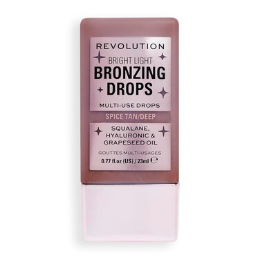 Revolution Beauty, Bright Light Bronzing Drops, Bronze &amp; Glow Face &amp; Body Drops Infused with Hyaluronic Acid, Summer Spice, 0.77 Fl. Oz.