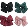 4 Pcs Bow Hair Barrettes Satin Solid Color 6.3 Inch Clips For Women Girls Hair Accessories （Black Pink Green Red）