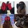 4 Pcs Bow Hair Barrettes Satin Solid Color 6.3 Inch Clips For Women Girls Hair Accessories （Black Pink Green Red）