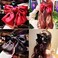 4 Pcs Bow Hair Barrettes Satin Solid Color 6.3 Inch Clips For Women Girls Hair Accessories （Black Pink Green Red）