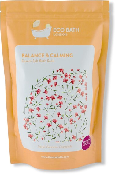 Balance and Calming Epsom Salt Bath Soak - Tube, Magnesium Bath Salt Infused with Neroli, Geranium, and Chamomile, Natural Epsom Salts for Bath 2.2 LB (1 kg)