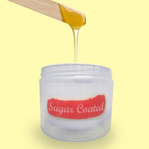 Sugar Coated Hair Removal Wax Kit for Leg Waxing, Sugar Wax for Leg Hair Removal with Wax Strips, Gentle and Non-Damaging Waxing Kit, Contains Essential Rosehip Oil to Moisturise Skin 200g