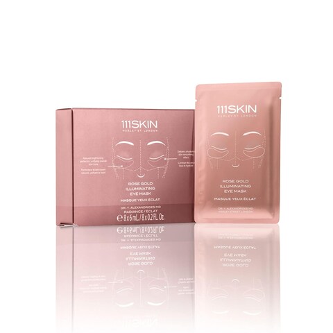 111SKIN Rose Gold Illuminating Eye Mask, Brightening &amp; Hydrating Under Eye Patches for Dull, Dry Skin with Rose Extract, Colloidal Gold &amp; Vitamin C, Improves the Appearance of Dark Circles, 8 Pairs