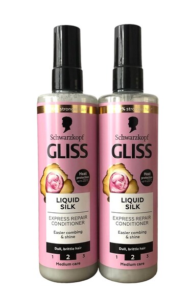 Schwarzkopf Gliss Liquid Silk Leave In Hair Conditioner Spray With Keratin 2 X 200Ml = 400Ml