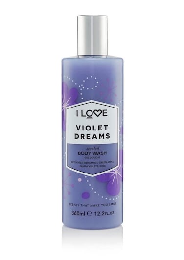 I LOVE Violet Dreams Scented Body Wash - Moisturizing Body Wash and Foaming Bubble Bath - Bergamot, Violet, and Rose Fragrance - 12.7 oz