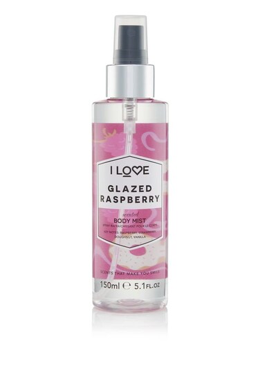 I Love I Love Glazed Raspberry Scented Body Mist - Body Mist Fragrance - Long Lasting Body Spray with Natural Fruit Extracts - Raspberry and Vanilla - 5.1 oz