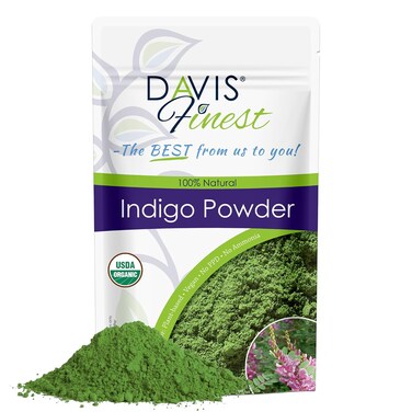 Davis Finest Indigo Powder for Hair Dye, Natural Black Henna Hair Colour, Chemical-Free, Ammonia-Free Hair/Beard Dye 100g