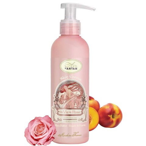 Un Air d&#39;Antan 6.8 oz Body Lotion - Rose Peach Patchouli Premium Body Cream with Organic Shea Butter &amp; Argan Oil -Non-Greasy Moisturizing Body Lotion for Women Dry Skin, Gentle Fragrance, Paraben-Free