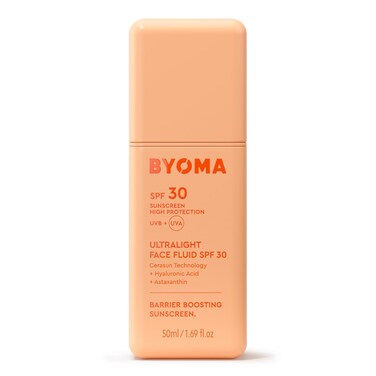 BYOMA SPF 30 Face Fluid - Ultra-Lightweight Facial Sunscreen for All Skin Tones - Luminous Glow, No White Cast - SPF Moisturizer Strengthens Skin Barrier - 1.69 fl.oz