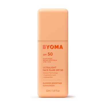 BYOMA SPF 50 Face Fluid - Ultra-Lightweight Facial Sunscreen for All Skin Tones - Luminous Glow, No White Cast - SPF Moisturizer Strengthens Skin Barrier - 1.69 fl.oz