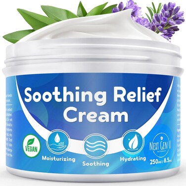 Soothing Relief Cream (8.5 oz), Steroid-Free Anti-Itch Cream w/Oat Extract for Itchy Skin &amp; Body, Dry Skin Moisturizing Cream by Next Gen U