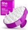 Sheology Head Massager for Hair Growth - Hair Loss Shampoo Shower Brush - Soft Silicone Scalp Scrubber for Dandruff Removal - Scalp Scrub Wash Tool (Purple)