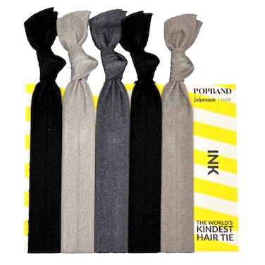 Popband Ink Knot Hair Bands, Stretchy Hair Bobbles in Dark Neutral Colours, Versatile Hair Accesories for Women, 5 Hair Ties