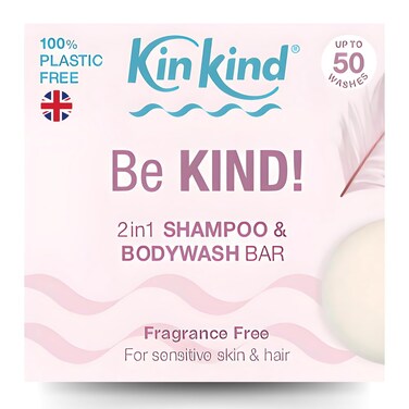 Shampoo Bar - Be KIND Solid Shampoo &amp; BodyWash Bar   Unscented for Sensitive Scalp   Natural Shampoo Bar, Fragrance, Linalool &amp; Limonene Free   Up to 50 Washes