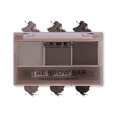 LAMEL Brow Bar Eyebrow Color Palette - Define, Fill, and Shape Brows, Long-lasting, Easy to Blend, Professional Makeup 402-4.5g/ 0.15oz. (Dark Brown)
