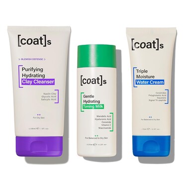 Coats Blemish Defense 3-Step Bundle &ndash; Clay Cleanser, Toning Milk &amp; Water Cream &ndash; Helps Prevent Breakouts &amp; Support Skin Barrier