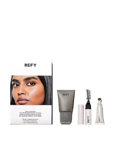 REFY Hero Collection (mini Glow &amp; Sculpt Primer, Brow Sculpt, Clear Lip Gloss) + Premium Korean Blueberry Sheet Masque