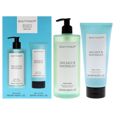 SpaceNK Beauty Space Body Duo - Sea Salt and Waterlily for Unisex - 2 Pc 16.91oz Body Wash, 6.76oz Body Lotion