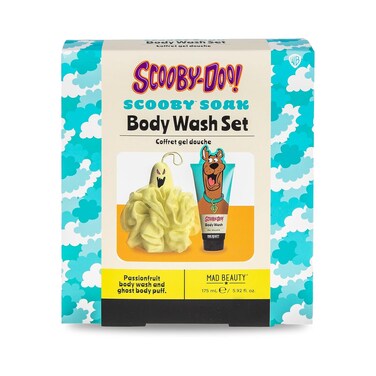 MAD Beauty, Scooby-Doo Body Wash Set, Ghost Shaped Puff, Passionfruit Body Wash, Relax &amp; Unwind, Great Gift, Classic Cartoons
