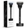 Bolin Webb Generation Razor and Stand in Blue. Fitted with Gillette Fusion5 Blade. Luxury Razor for Men. (Black-Ali)