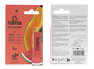 Dr. PawPaw Lip Balm - Hydrating Lip Balm Moisturizer with Aloe Vera for Deep Nourishment - Castor Oil Enriched - Watermelon - 0.13 oz