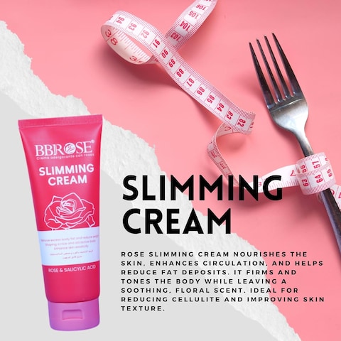 Slimming Cream 236ml, Rose-Infused Formula, Hydrates &amp; Smooths Skin, Boosts Circulation, Soothes &amp; Refreshes, with Rose &amp; Salicylic Acid for Firming and Toning