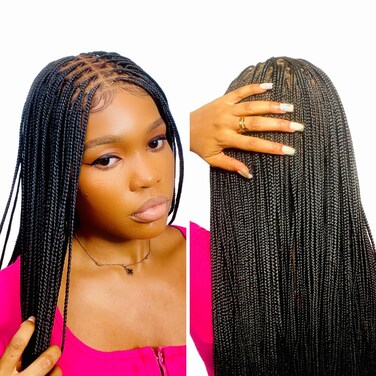 RITA &ndash; African Braided, Premium Full Lace Black Knotless Braided Wig for Women (28 Inches)