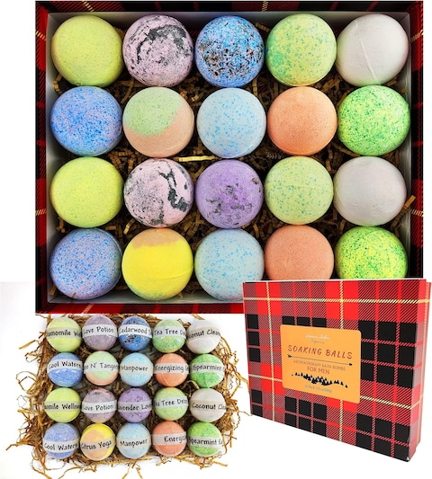 XL Bath Bomb Gift Set for Real Men! 20 Organic Masculine Bath Bombs for Men. Natural Bath Soaking Balls Gift Idea for Husband, Dad &amp; Boyfriend for Holidays. Sulfate &amp; Paraben Free!