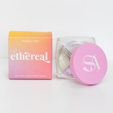 Sahur's Art Ethereal Loose Setting Powder in Translucent for Setting Face with Powder Puff for Mattifying Smooth Pores Blurring