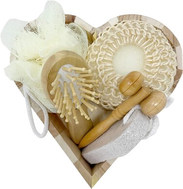 Spa Day Kit, Spa Kit for Women Gift Set, Home Spa Kit, Spa Baskets for Mothers Day, Mothers Day Relaxation Gifts, At Home Spa Package, Pampering Gift Sets for Women (5pc Wooden Heart)
