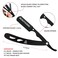 BEAUTICONE Straight Razor - Black Full Steel Barber Razor With Leaf Handle (5 double edge blades)