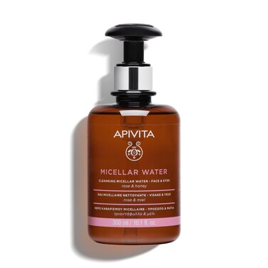 Apivita Cleansing Micellar Water Face &amp; Eyes 300ml- Micellar Cleansing Water &amp; Makeup Remover in a Single Step - Natural Makeup Remover with Rose &amp; Honey - Removes Makeup and Impurities