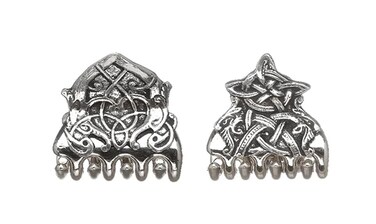 Set of 2 Irish Hair Clasps with Celtic Design Claw Clips in Pewter Accessories for Women, Silver