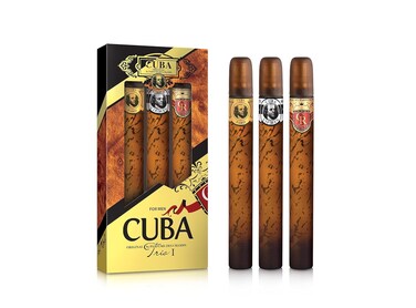 Cuba Trio Best 1 Gift Set  (3 x 1.17 Oz Eau De Toilette Spray) Gold, VIP, Royal   Fragrance For Men
