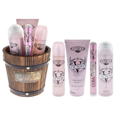 Cuba Victory for Women - 4 Pc Gift Set 3.3oz EDP Spray, 1.17oz EDP Spray, 6.6oz Body Spray, 6.6oz Body Lotion