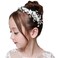 Campsis Flower Girl Headpiece White Pearl Wedding Headbands Rhinestone Hair Piece Tiara Bridal Bride for Women and Girls