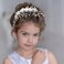 Campsis Flower Girl Headpiece White Pearl Wedding Headbands Rhinestone Hair Piece Tiara Bridal Bride for Women and Girls