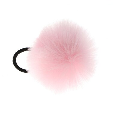 2pcs Pom Pom Elastic Hair Tiles/Ties - Flurry Ball Ponytail Holders with Faux Rabbit Fur Accessories