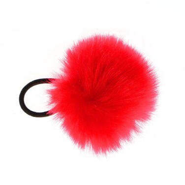 2pcs Pom Pom Elastic Flurry Ball Ponytail Holder Faux Rabbit Fur Hair Accessories