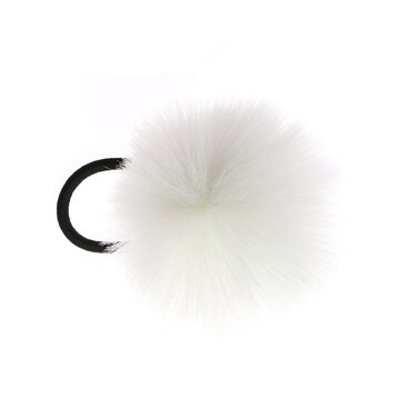 2pcs Hair Tie, Pom Pom Elastic Hair Tiles Flurry Ball Hair Ponytail Holder, Faux Rabbit Fur Hair Accessories, White, 2 Count