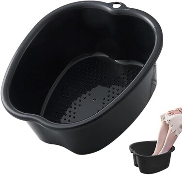Foot Soaking Tub Large Size Foot Basin Sturdy Soaking Feet Bucket Massager Tub Exfoliation Callus Pedicure Foot Spa Bath Bucket for Women and Men (Black)
