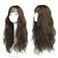 Water Wavy Hair Forehead Piece Clip in Middle Part Topper with Choppy Fringe Thick/45cm, Dark Brown
