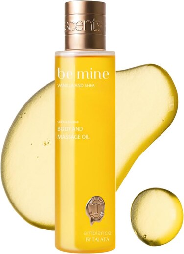 Silky Body &amp; Massage Oil - Shea and Baobab Infused - Non-Greasy, Fast Absorbing - Clean Beauty &amp; Vegan - 4 Scent Variations - 5 oz (5 Fl Oz, Vanilla &amp; Shea - BE Mine)