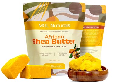 Unrefined African Shea Butter Yellow Creamy 1 lb. 100% Pure, Raw, Grade A, Vegan, &amp; Organic. Moisturizing butter for all skin types and hair textures. (1 lb)