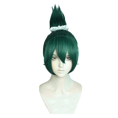 Kiriko Wig Green Synthetic Hair 30cm Lifelike Party Natural Cosplay Wigs with Bangs (GRN)