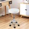 KKTONER PU Leather Round Rolling Stool with Foot Rest Swivel Height Adjustment Spa Drafting Salon Tattoo Work Office Massage Stools Task Chair White Small (White)