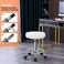 KKTONER PU Leather Round Rolling Stool with Foot Rest Swivel Height Adjustment Spa Drafting Salon Tattoo Work Office Massage Stools Task Chair White Small (White)
