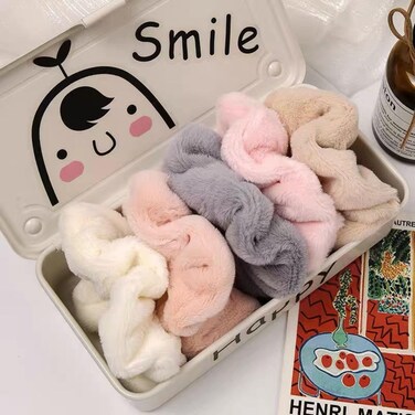 Velvet Scrunchies for Women, Towel Hair Ties Terry Cloth Hair Scrunchies, Fluffy Scrunchies Microfiber Scrunchies for Drying Hair