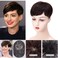 8x12cm Nature Straight Topper Human Hair Side Part Clip in Invisible Wiglet Short Style Silk Base Brown